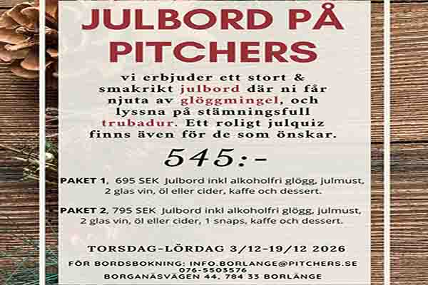 Julbord på Pitchers Borlänge