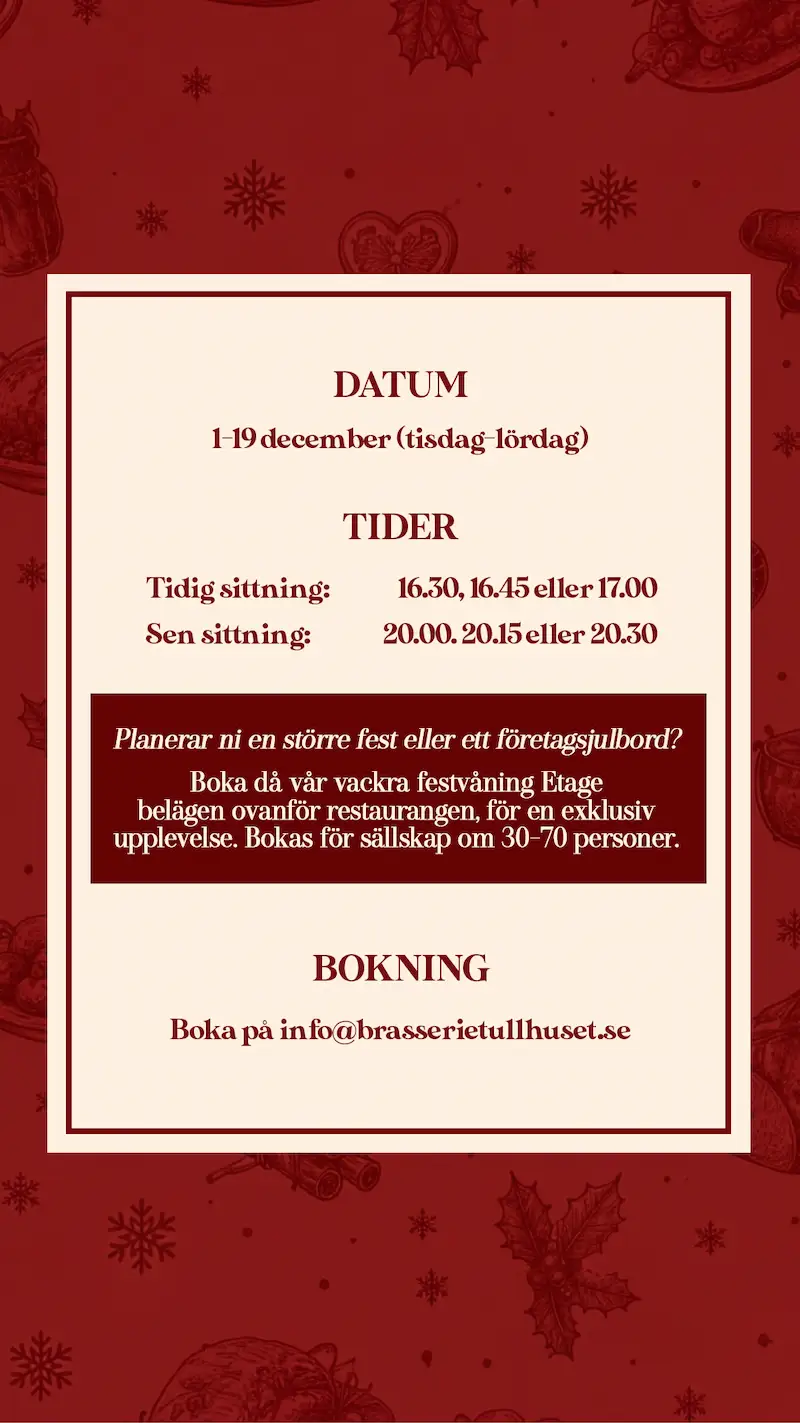 Julbord på Brasserie Tullhuset